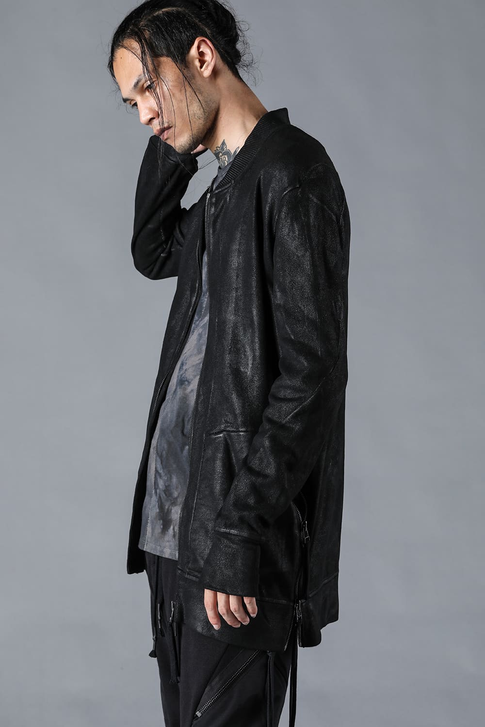 Untwisted Fleece-Line Coated Bomber Jacket