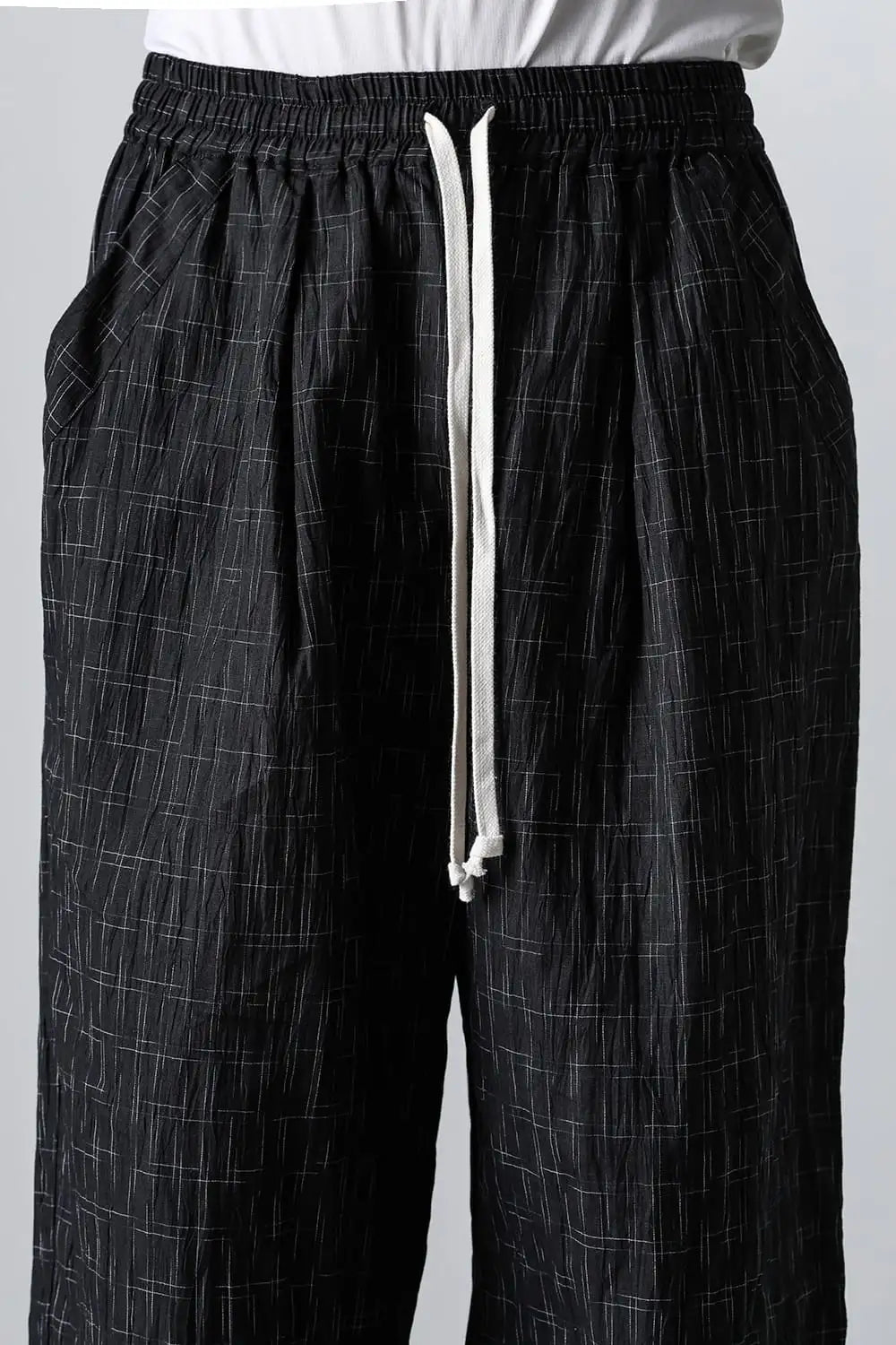 WIDE PANTS Fine Kasuri Shirting BLACK