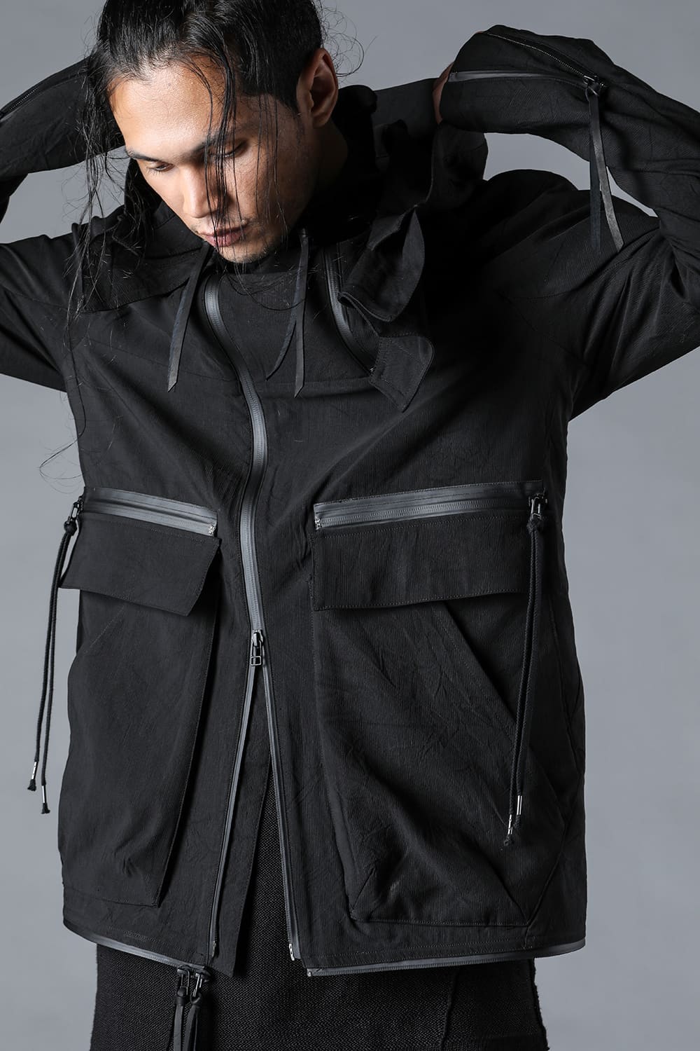 Salt-Shrunk Washed Dobby Border Military Coat