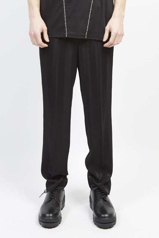 Wide stripe jacquard easy pants Black