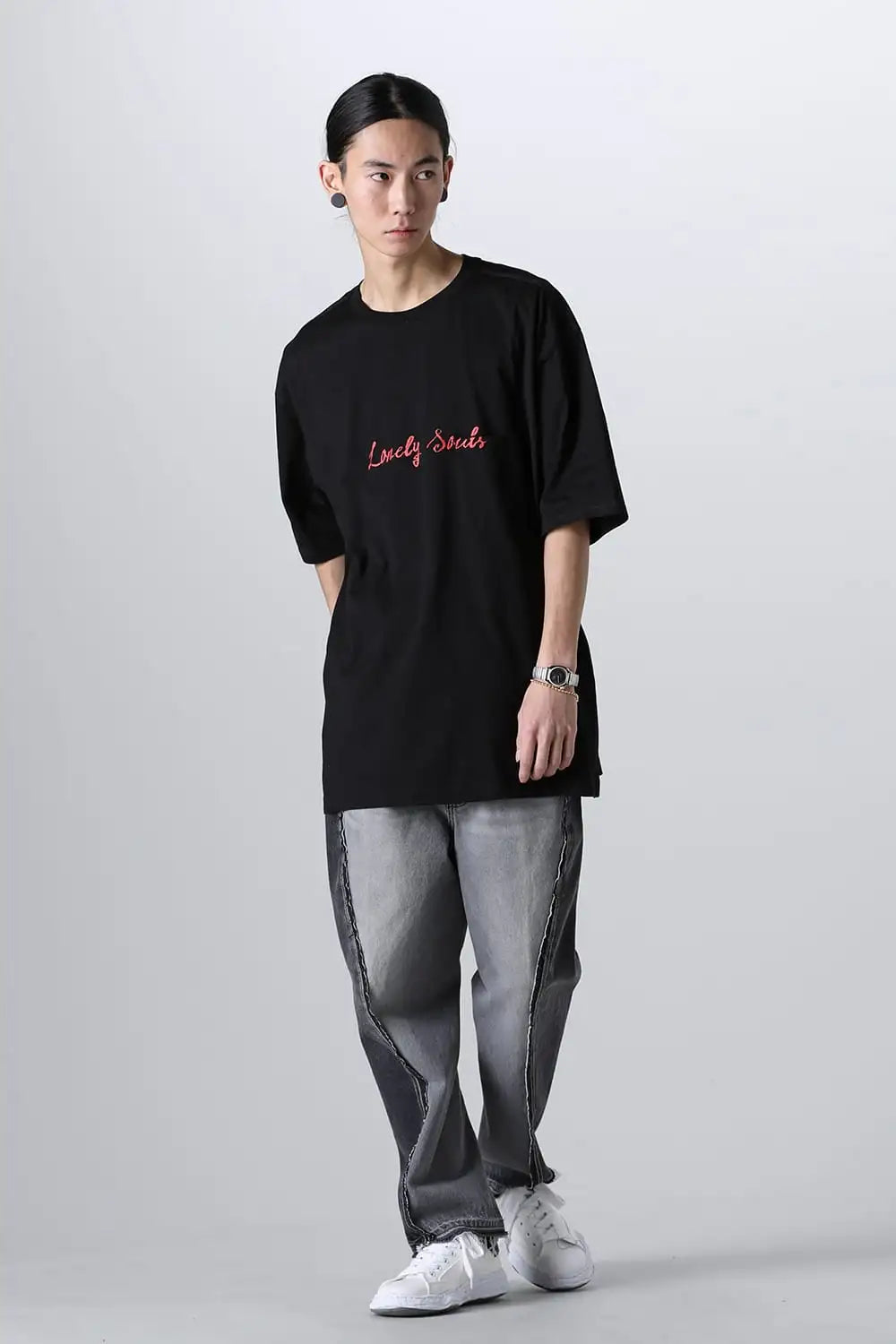 lonely souls. (oversized s/s pocket tee) Black