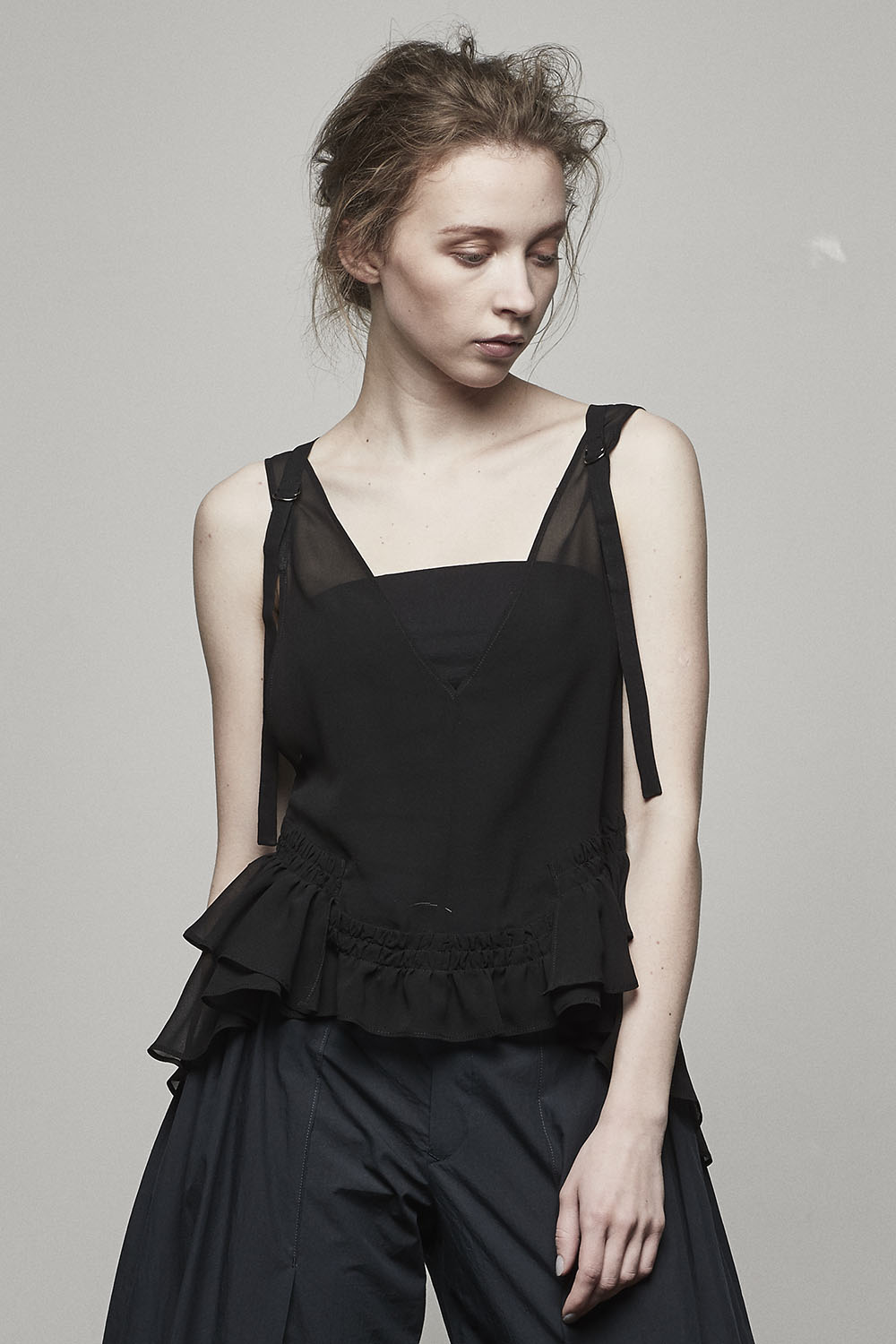 SILK FRILL TOP - 17S-SH-14