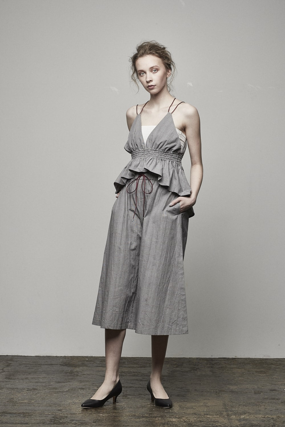 PLAID GATHERED TOP - 17S-DT-02