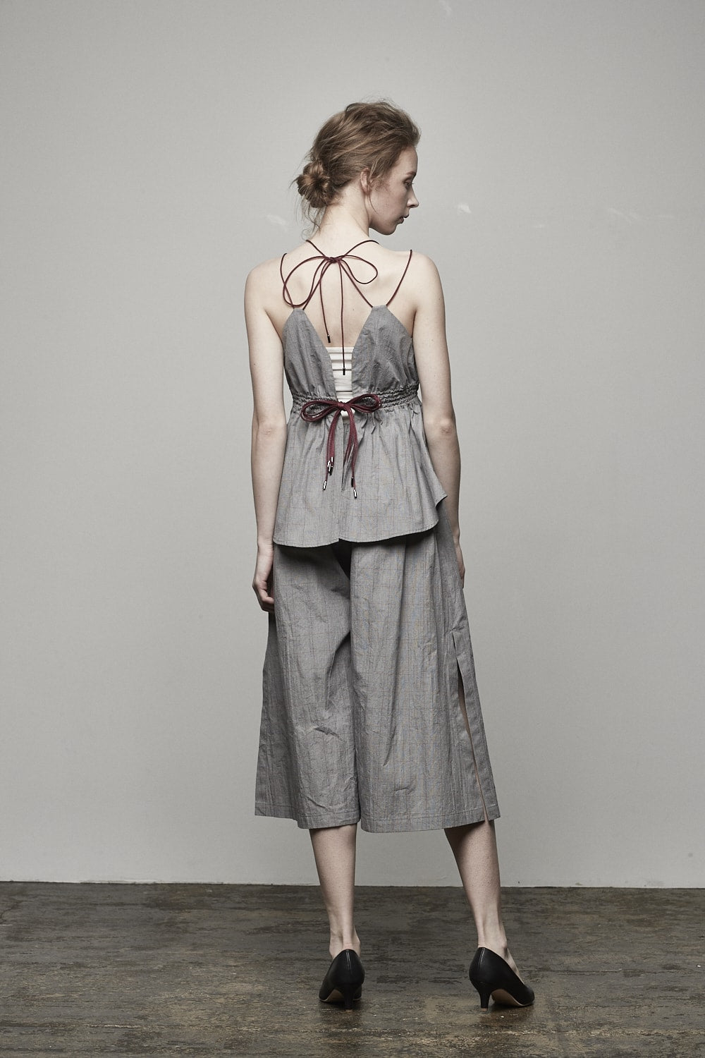 PLAID GATHERED TOP - 17S-DT-02