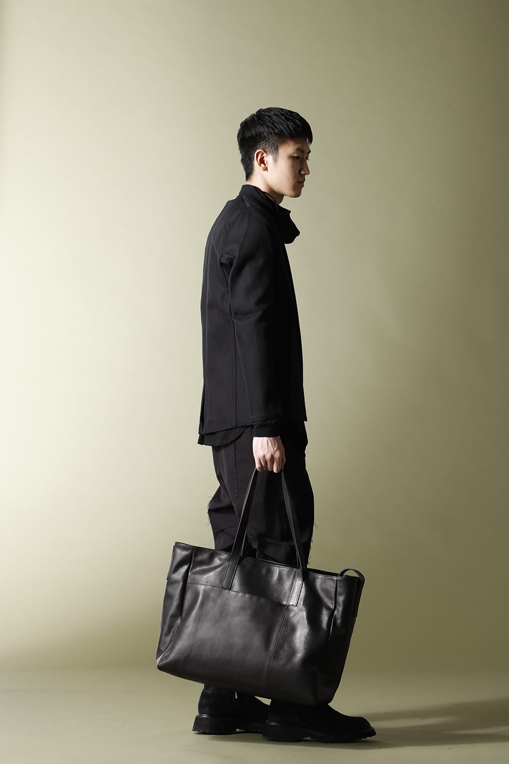 Leather tote bag 'grande poche' 2