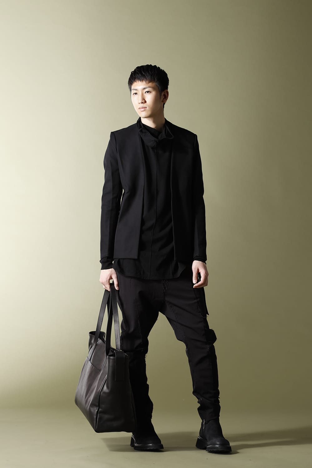 Leather tote bag 'grande poche' 2