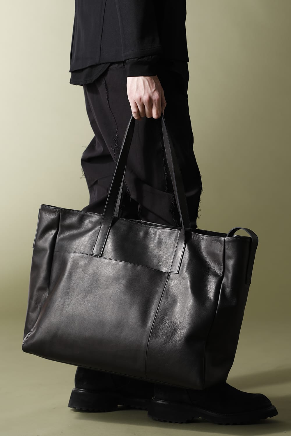 Leather tote bag 'grande poche' 2