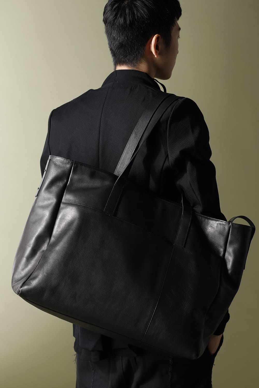 Leather tote bag 'grande poche' 2