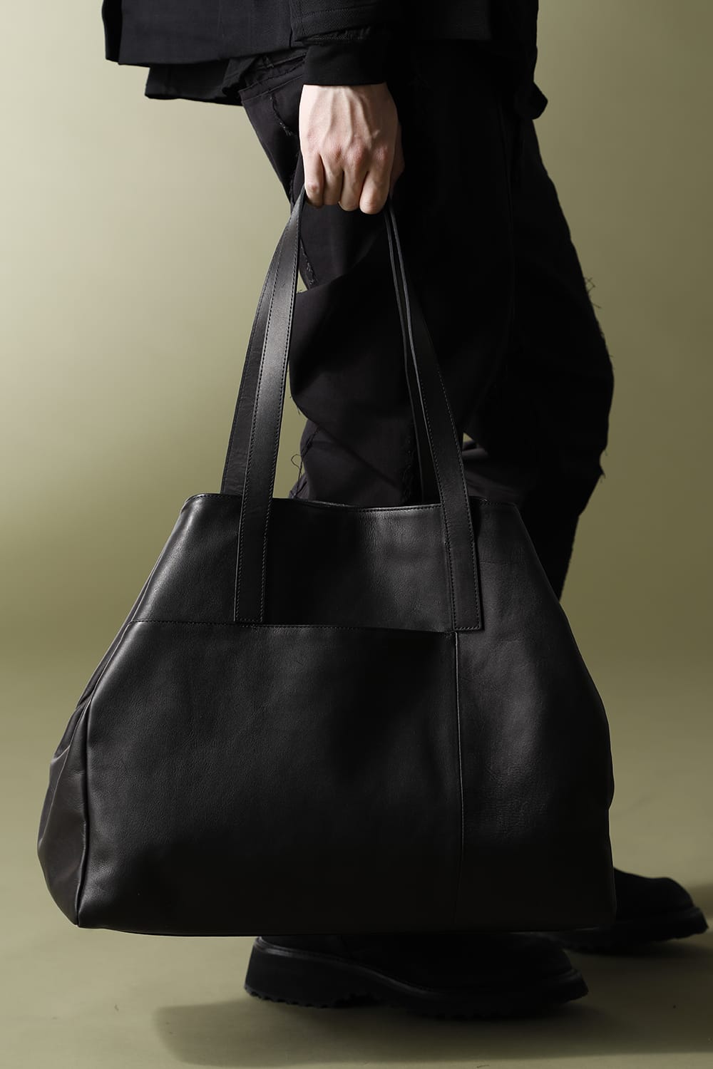 Leather tote bag 'grande poche' 2