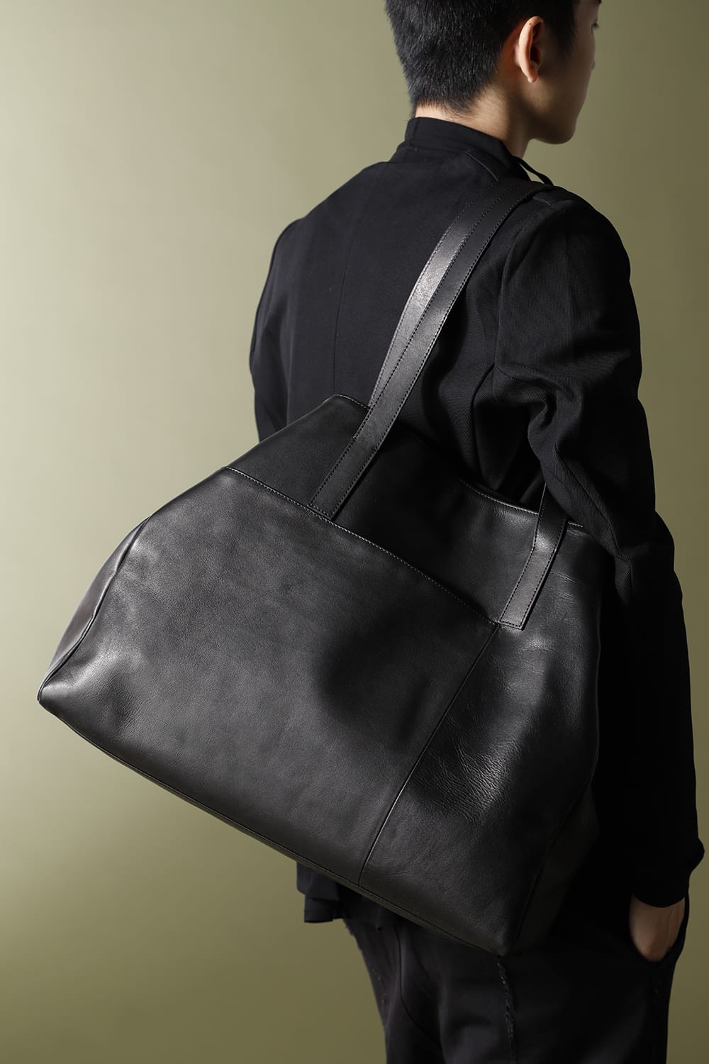 Leather tote bag 'grande poche' 2