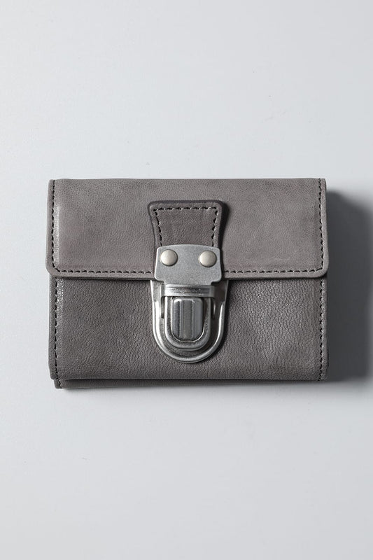 レザー トライフォールド ウォレット 'cartable' Slate Gray