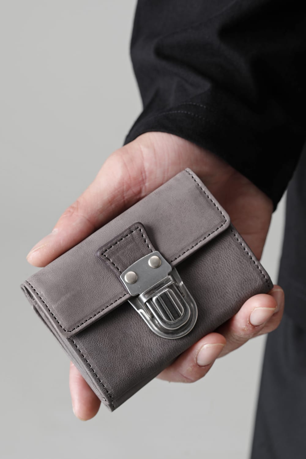 レザー トライフォールド ウォレット 'cartable' Slate Gray