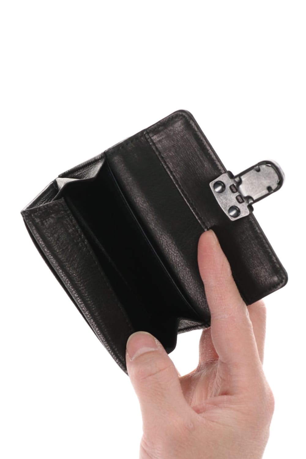 Leather trifold wallet 'cartable' B.Black