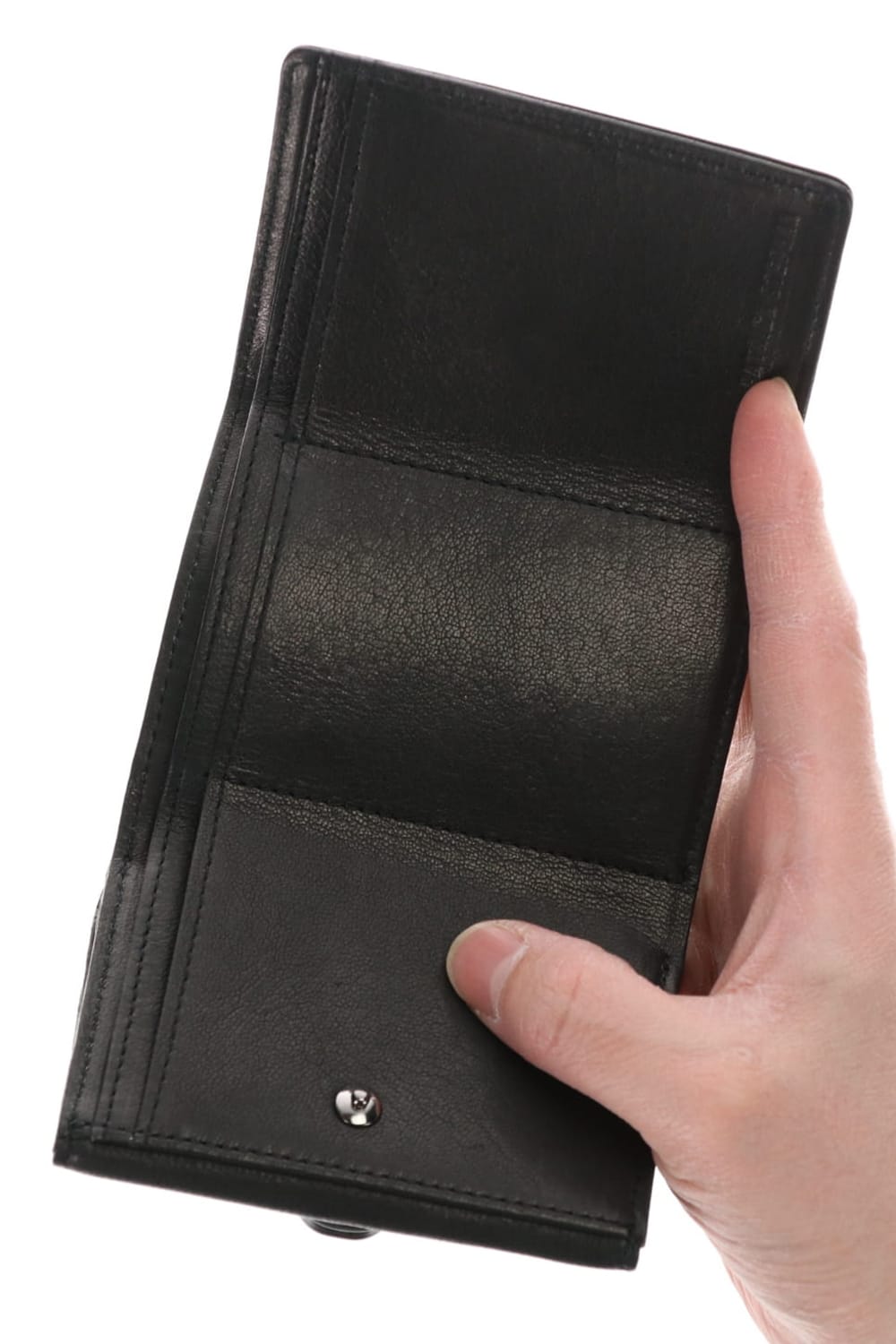 Leather trifold wallet 'cartable' B.Black
