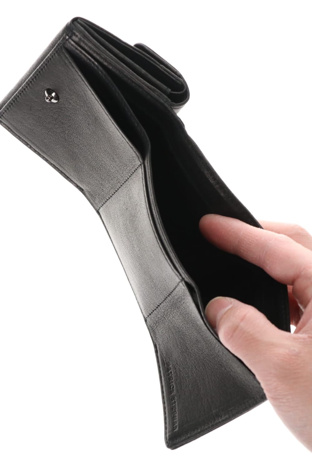 Leather trifold wallet 'cartable' B.Black