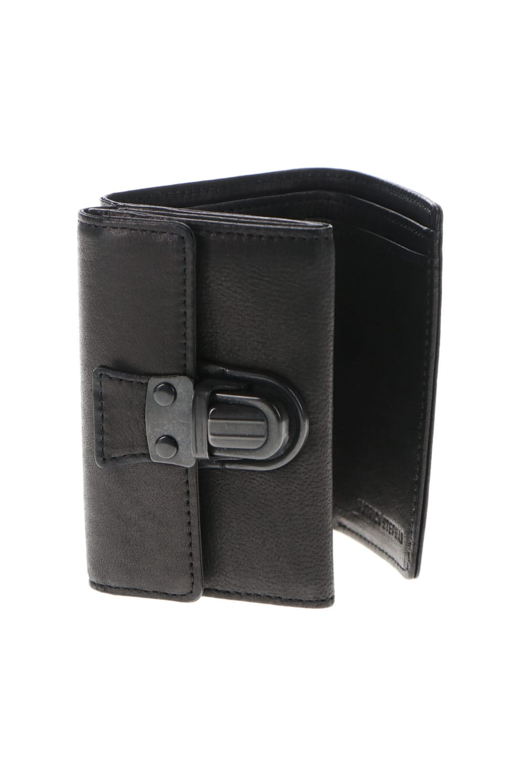 Leather trifold wallet 'cartable' B.Black