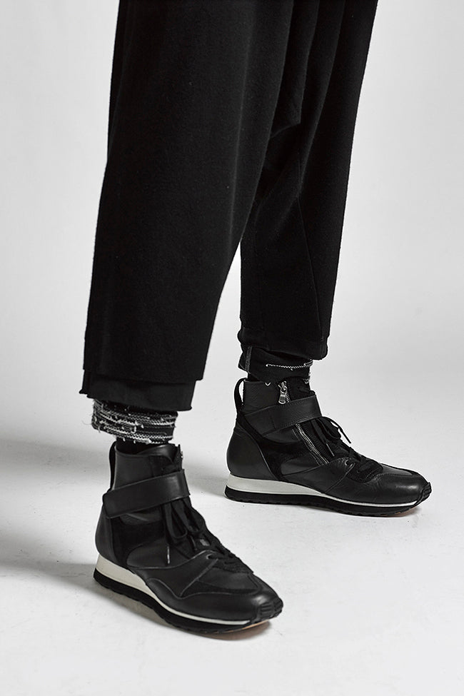 Leather High-cut Sneakers Black