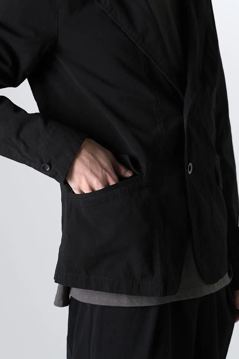 強撚ドライコットン ジャケット  ブラック