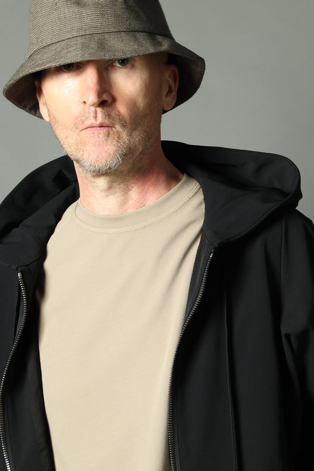 Hooded jacket merino wool jersey bonding