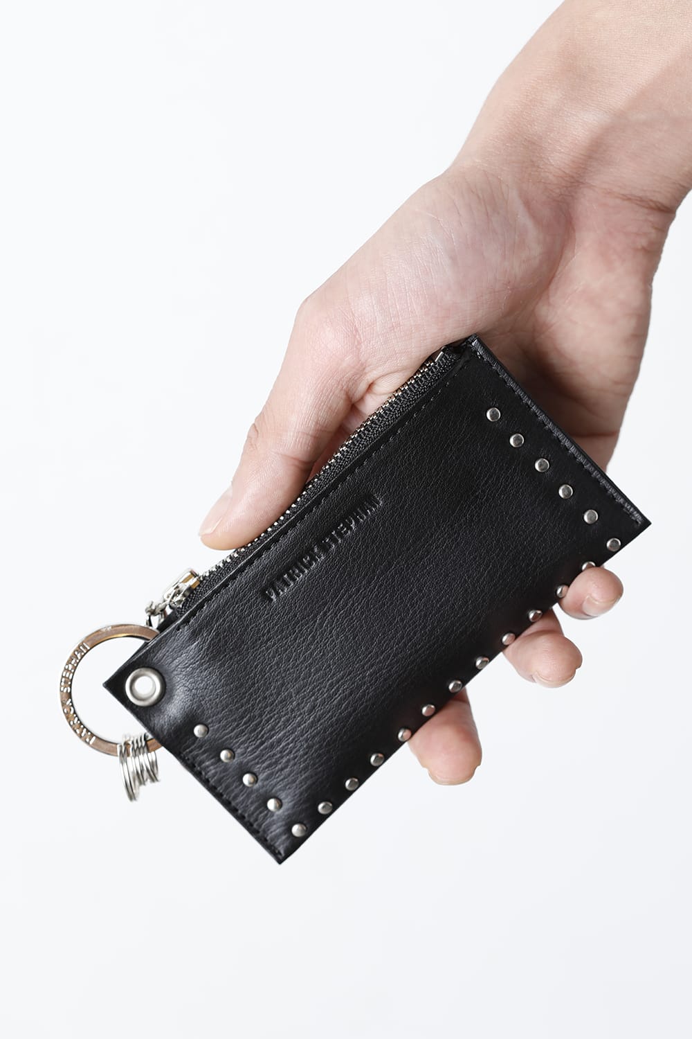 Leather key case & holder 'corner studs' KS S.Black