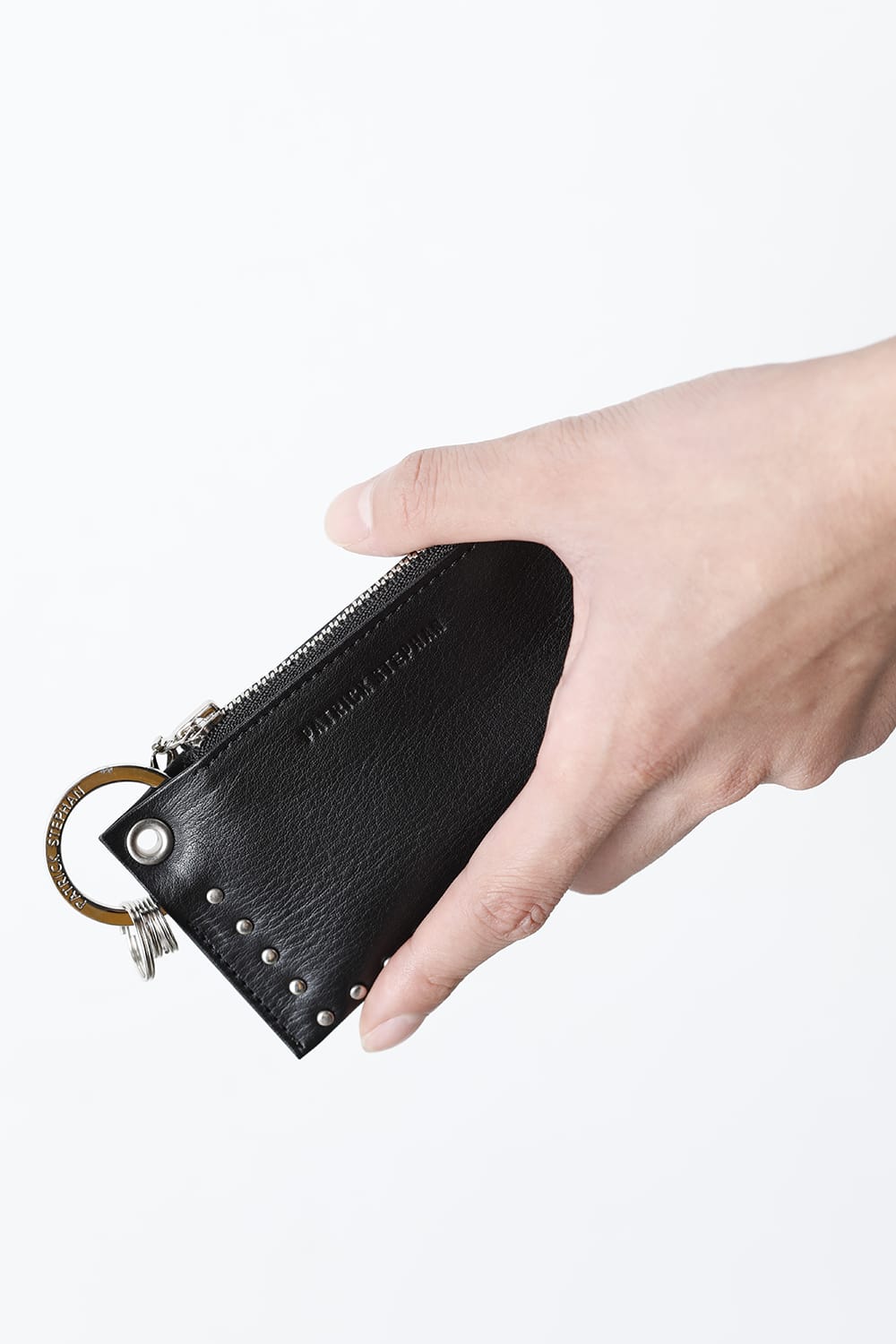 Leather key case & holder 'corner studs' KS S.Black