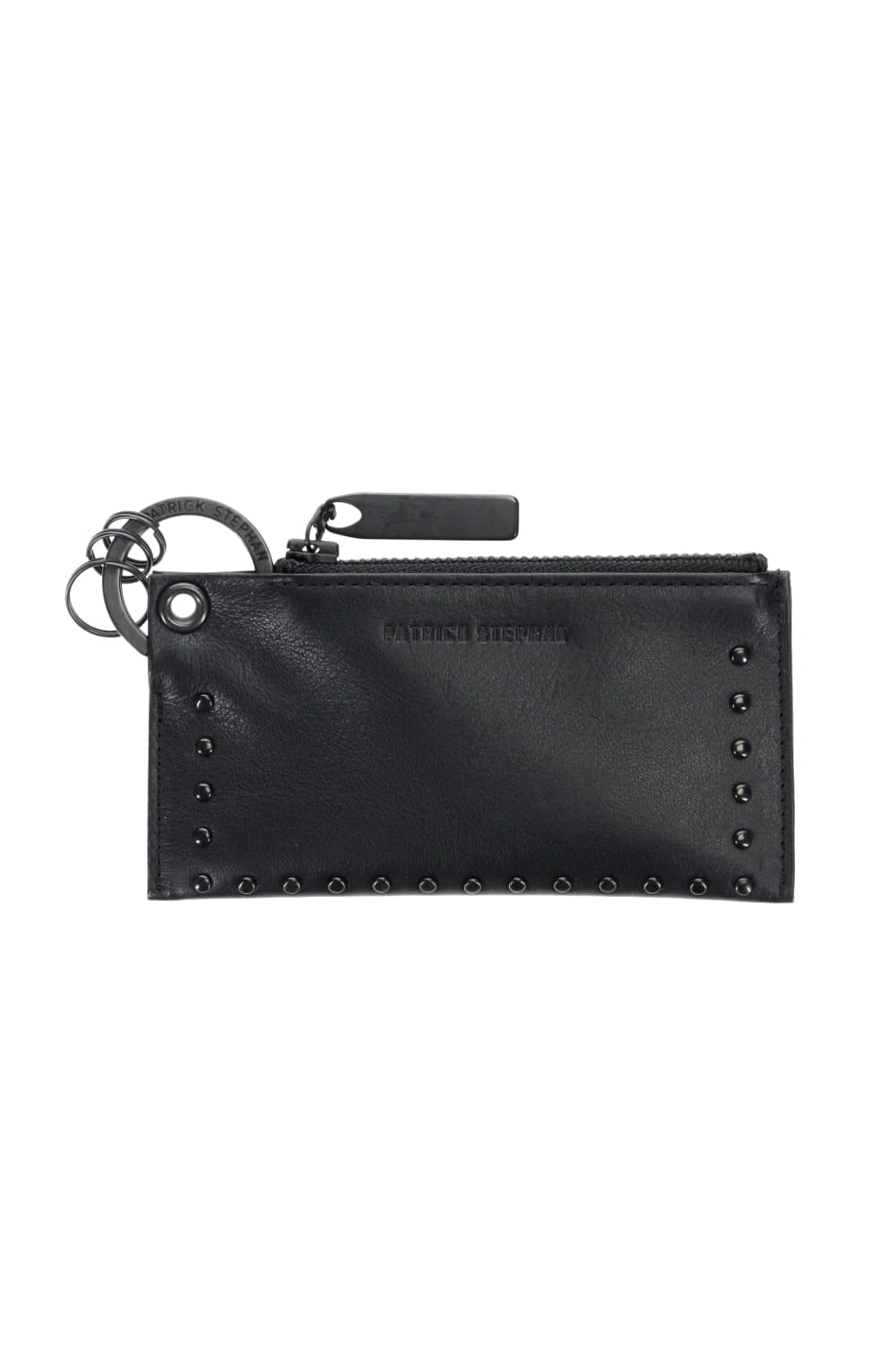 Leather key case & holder 'corner studs' KS B.Black