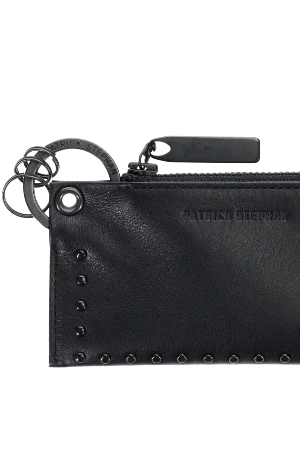 Leather key case & holder 'corner studs' KS B.Black