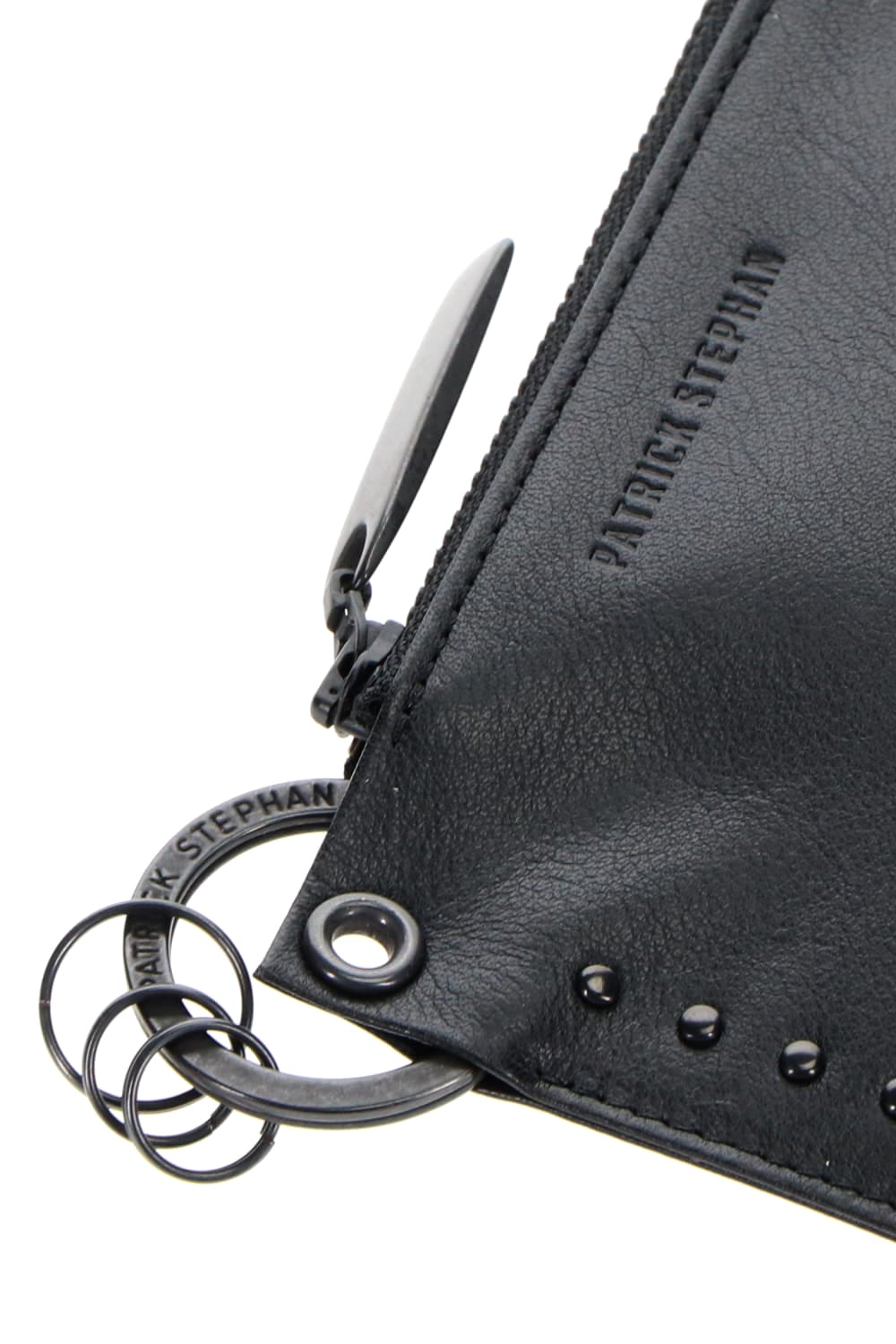 Leather key case & holder 'corner studs' KS B.Black