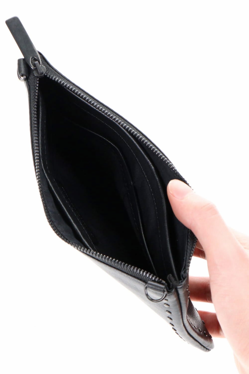 レザー ミニサコッシュ コーナースタッズ KS B.ブラック