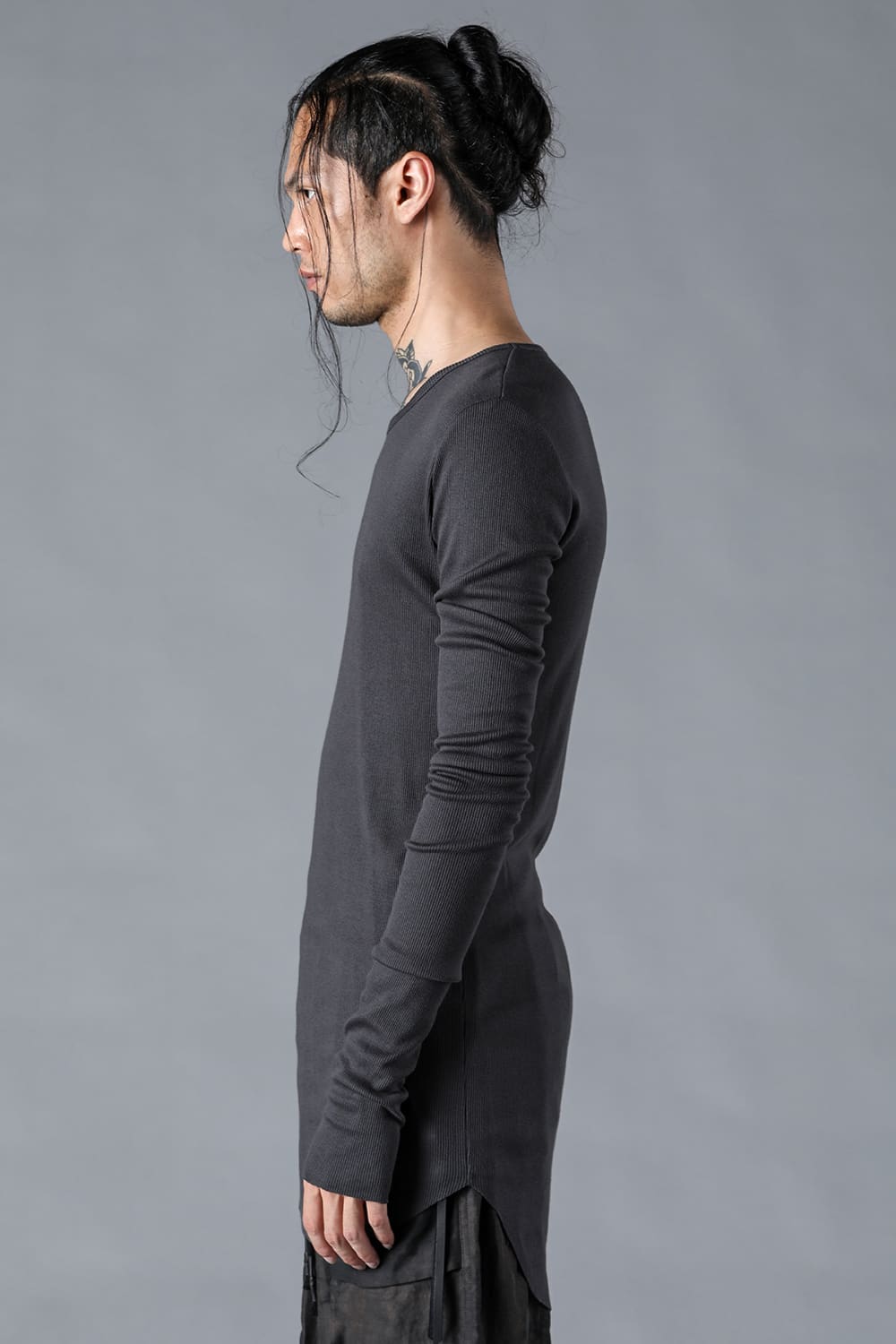 Modal x Cotton Ribbed Terry Robe Sleeve T-Shirt