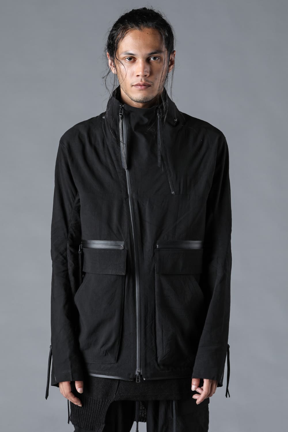 Salt-Shrunk Washed Dobby Border Military Coat