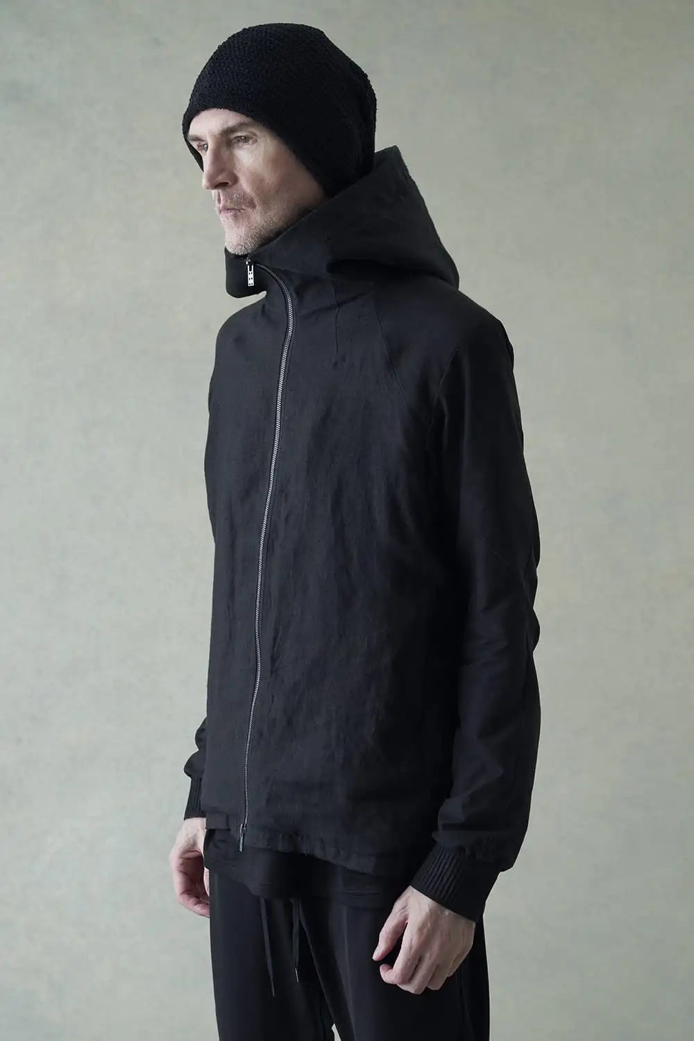 Hooded jacket soft nubuck cow leather