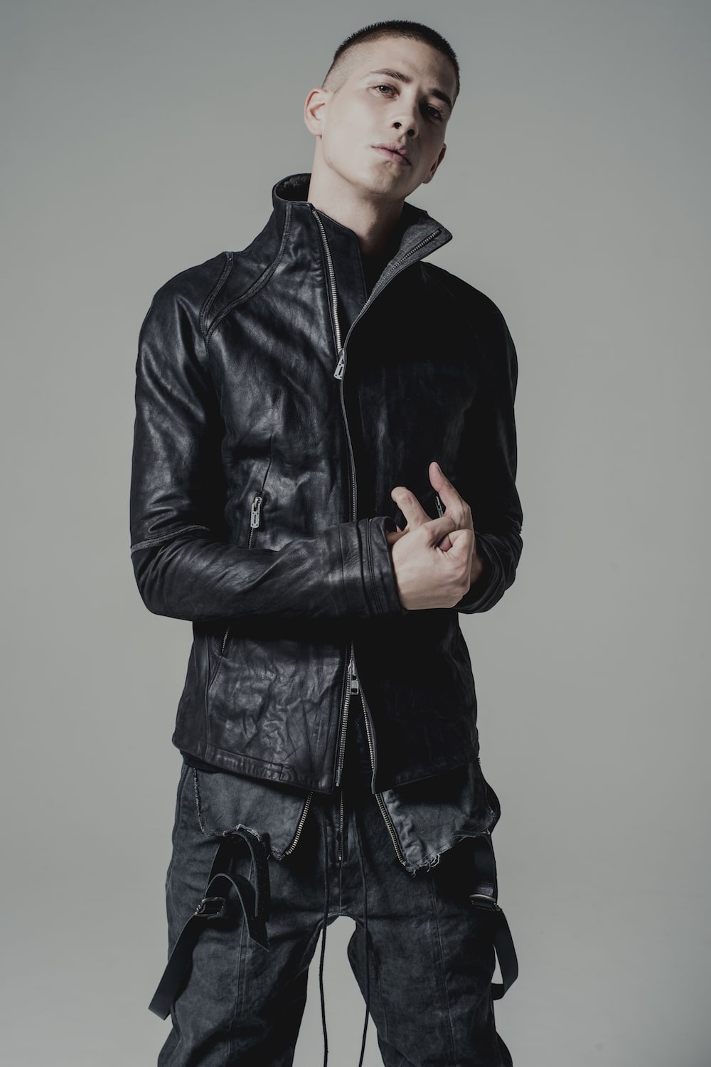 High Neck Leather Jacket