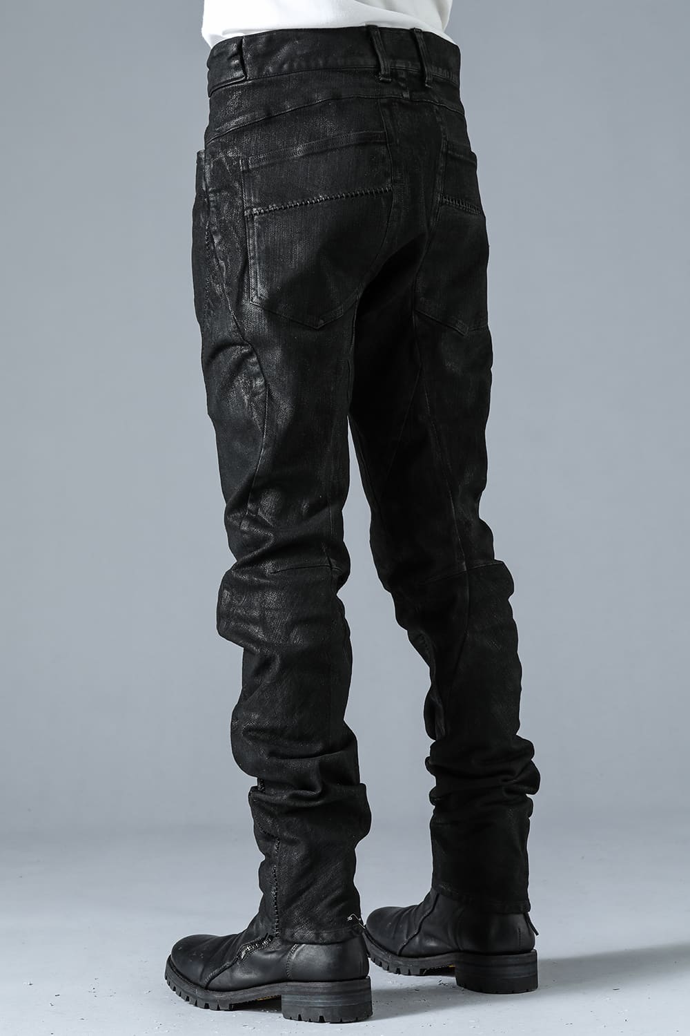 Product Coated Stretch Cotton Denim Overlock Twisted Curve Slim Pants