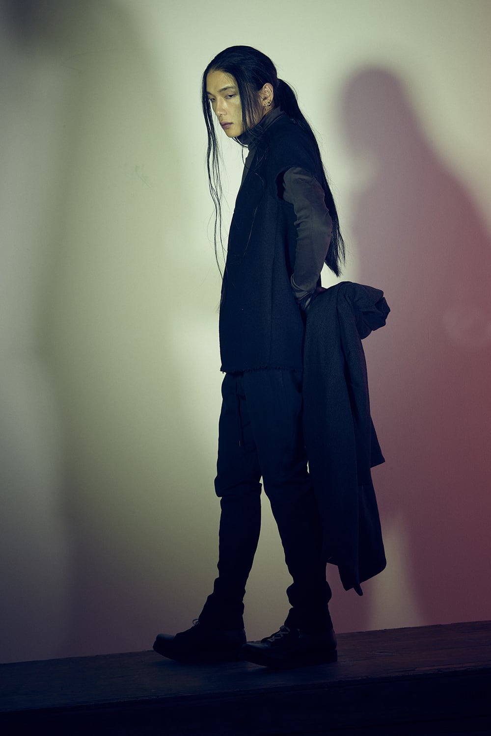 Easy pants wool super140’s shadow stripe