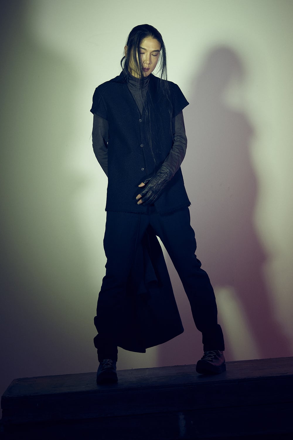 High neck long sleeve soft jersey Brown Gray