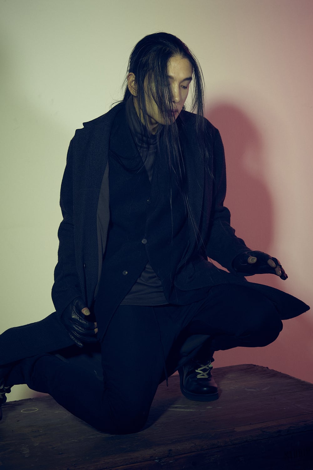 Easy pants wool super140’s shadow stripe