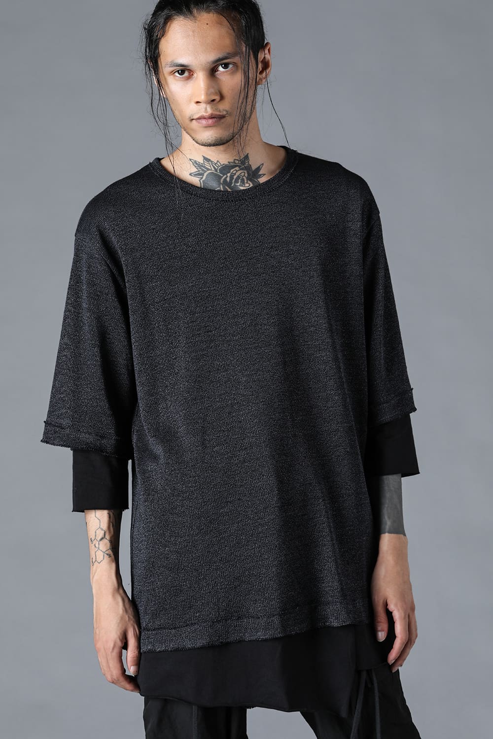 Washi x Rayon Knit Layered T-Shirt