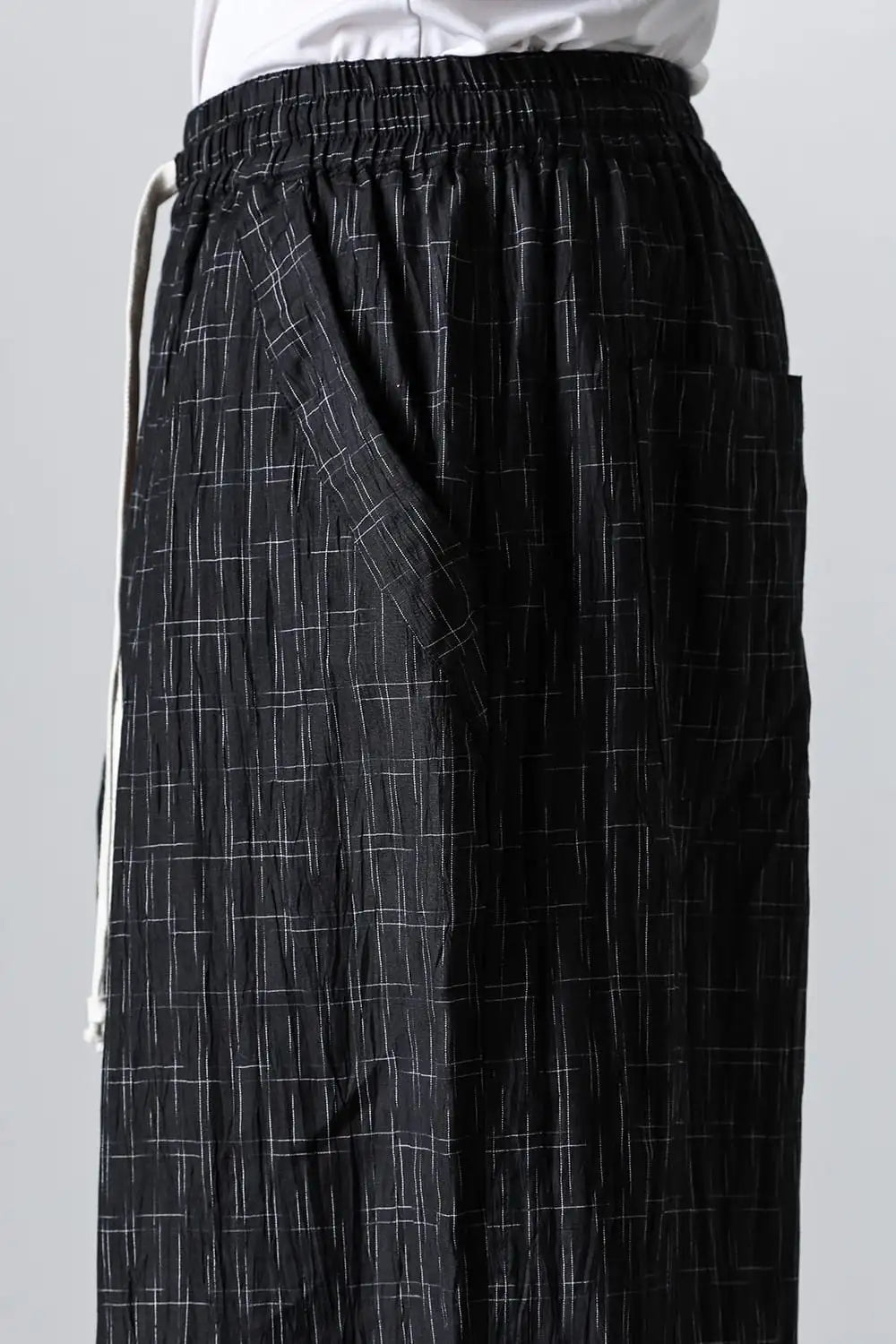 WIDE PANTS Fine Kasuri Shirting BLACK