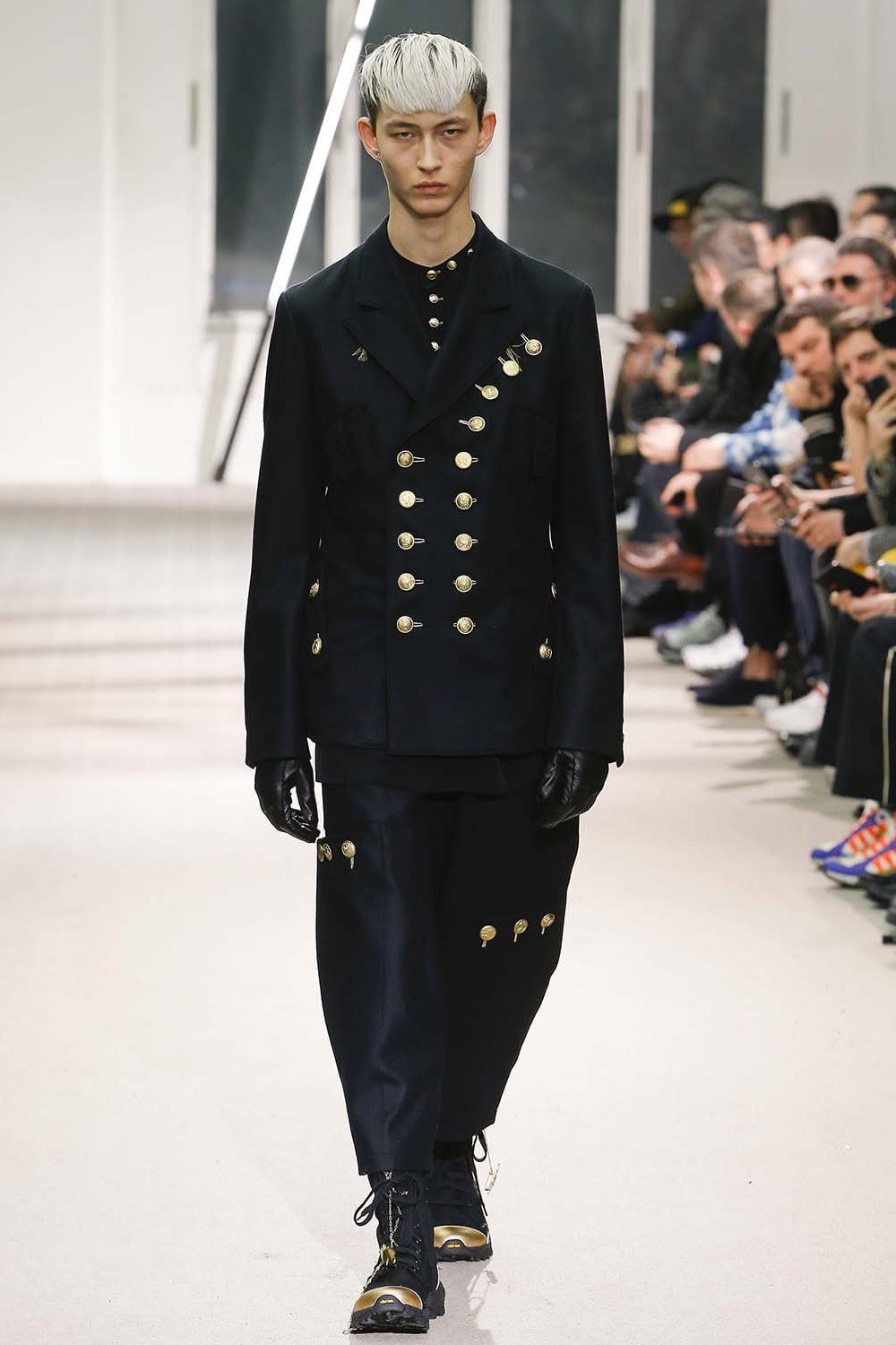 Gold Button Stand Collar Blouse