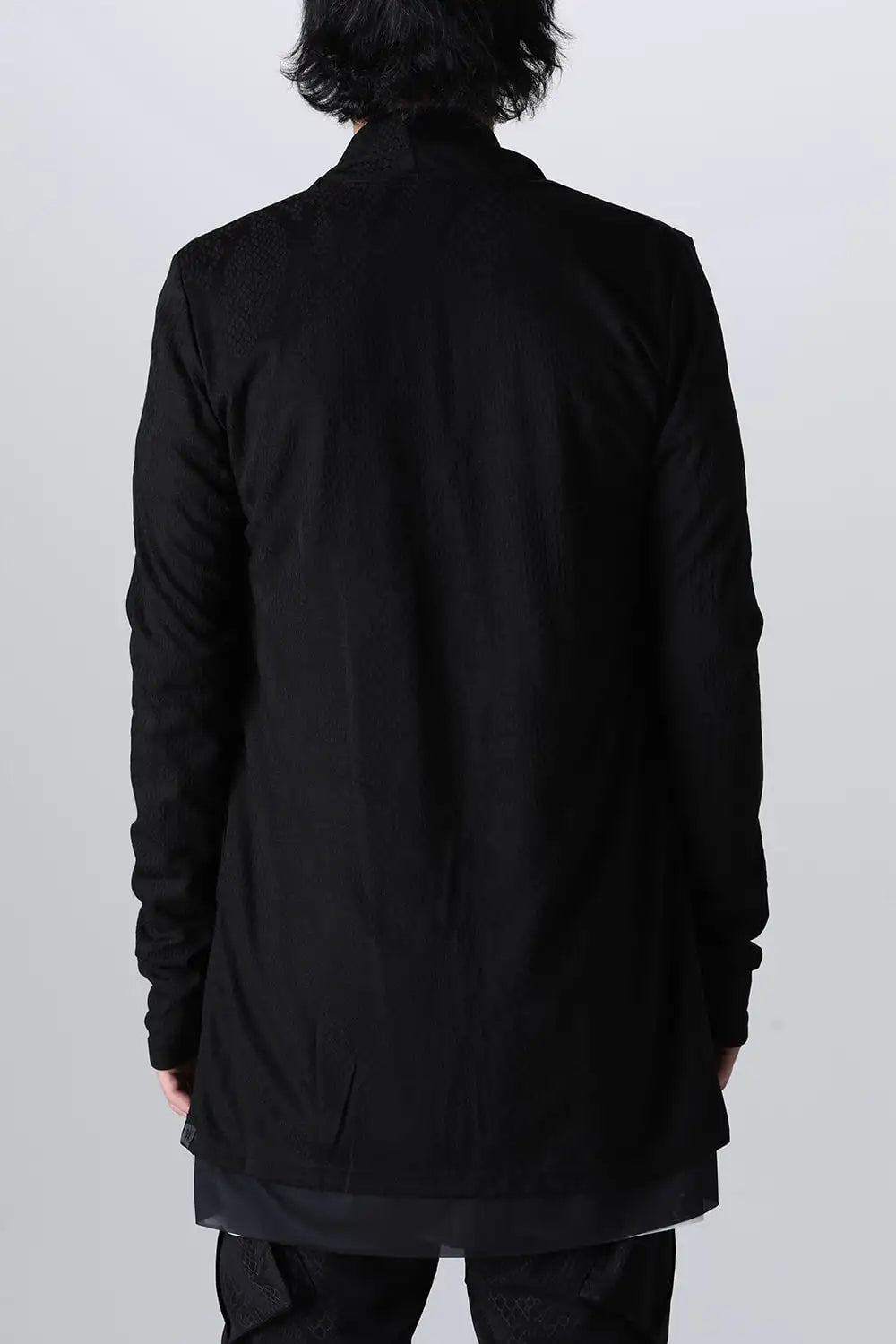 Layered Shawl Cardigan Black&Black
