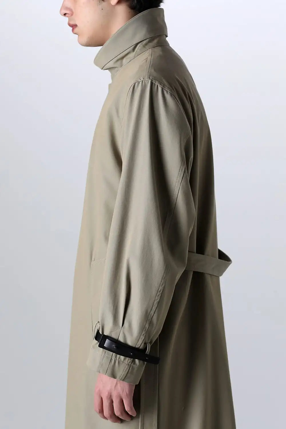 Stand Collar Coat With Leather Strap