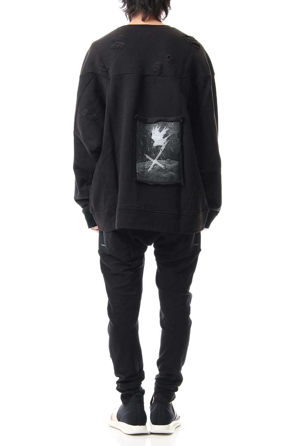 Damage Printed Sweat Black