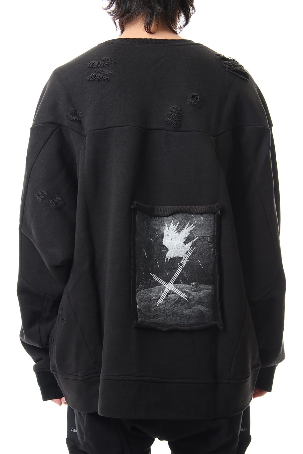 Damage Printed Sweat Black