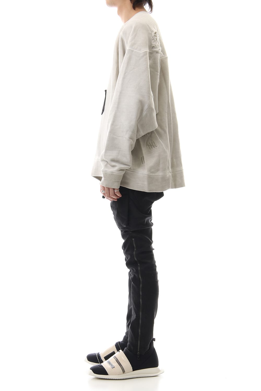 Damage Printed Sweat Dirty White