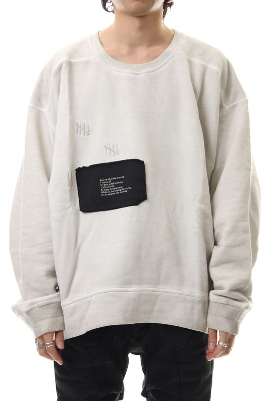 Damage Printed Sweat Dirty White