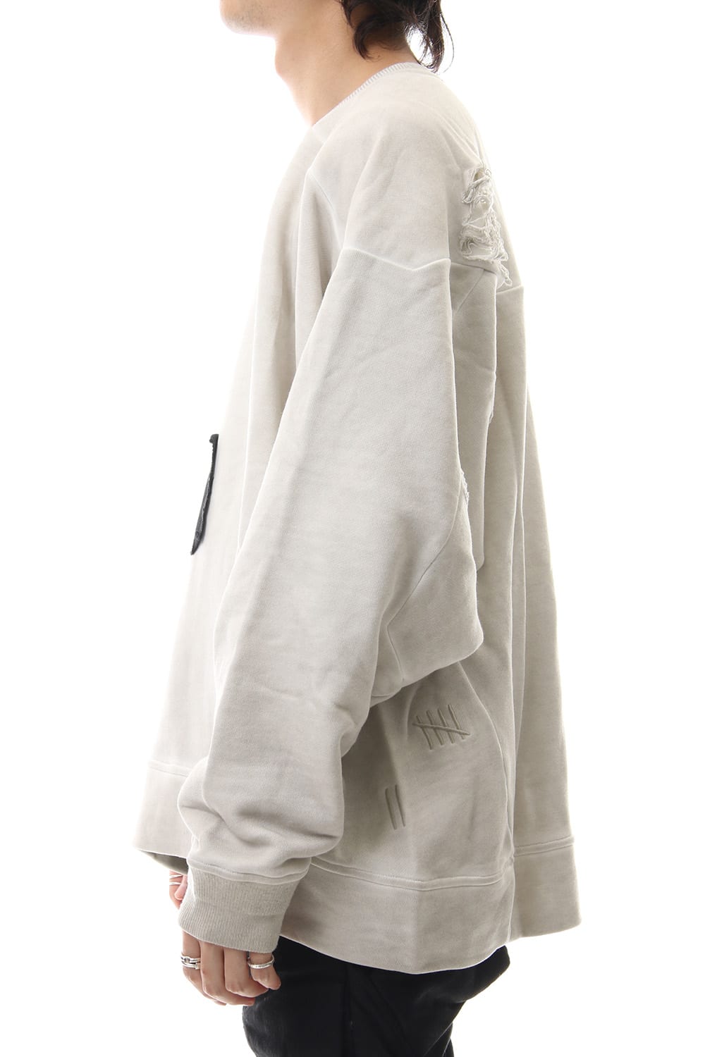 Damage Printed Sweat Dirty White