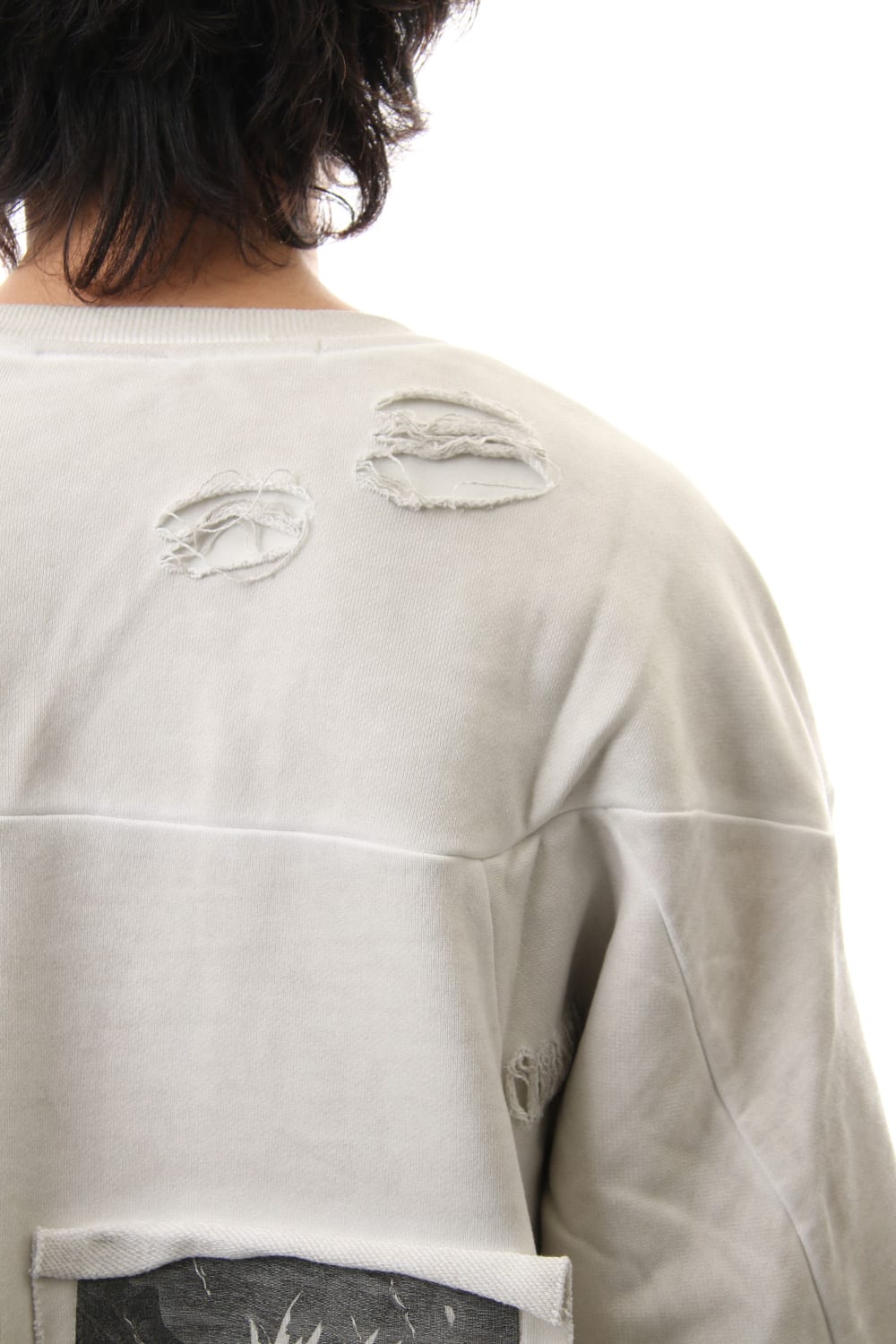 Damage Printed Sweat Dirty White