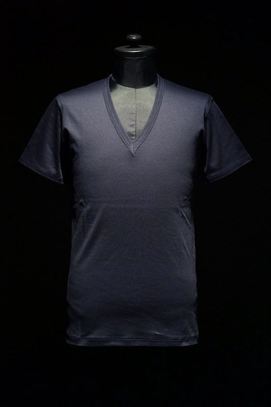 GalaabenD  16SS BASIC Bio Silket V-Neck Cut Sew (NAVY)