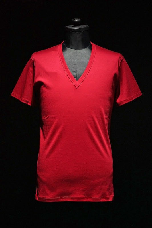 GalaabenD 16SS BASIC Bio Silket V-Neck Cut Sew (RED)